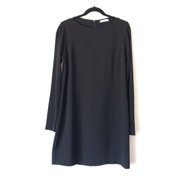 Vince Womens Black Long-Sleeve A-Line Shift Dress Back Zipper Closure Size 12 - Picture 8 of 9